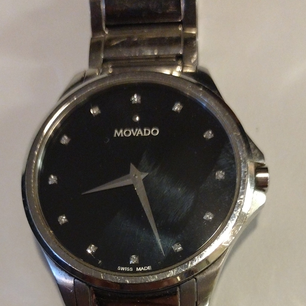 Movado Ladies Blackfaces Crystal Accent Watch